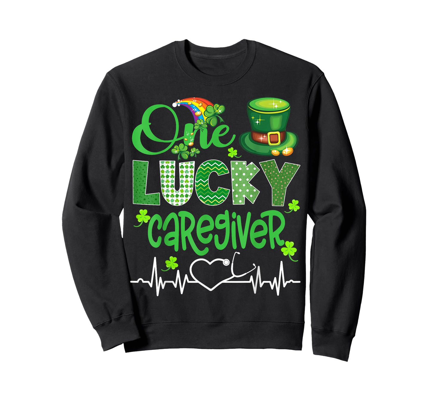 One Lucky Caregiver Shamrock Stethoscope St Patricks Day T-Shirt