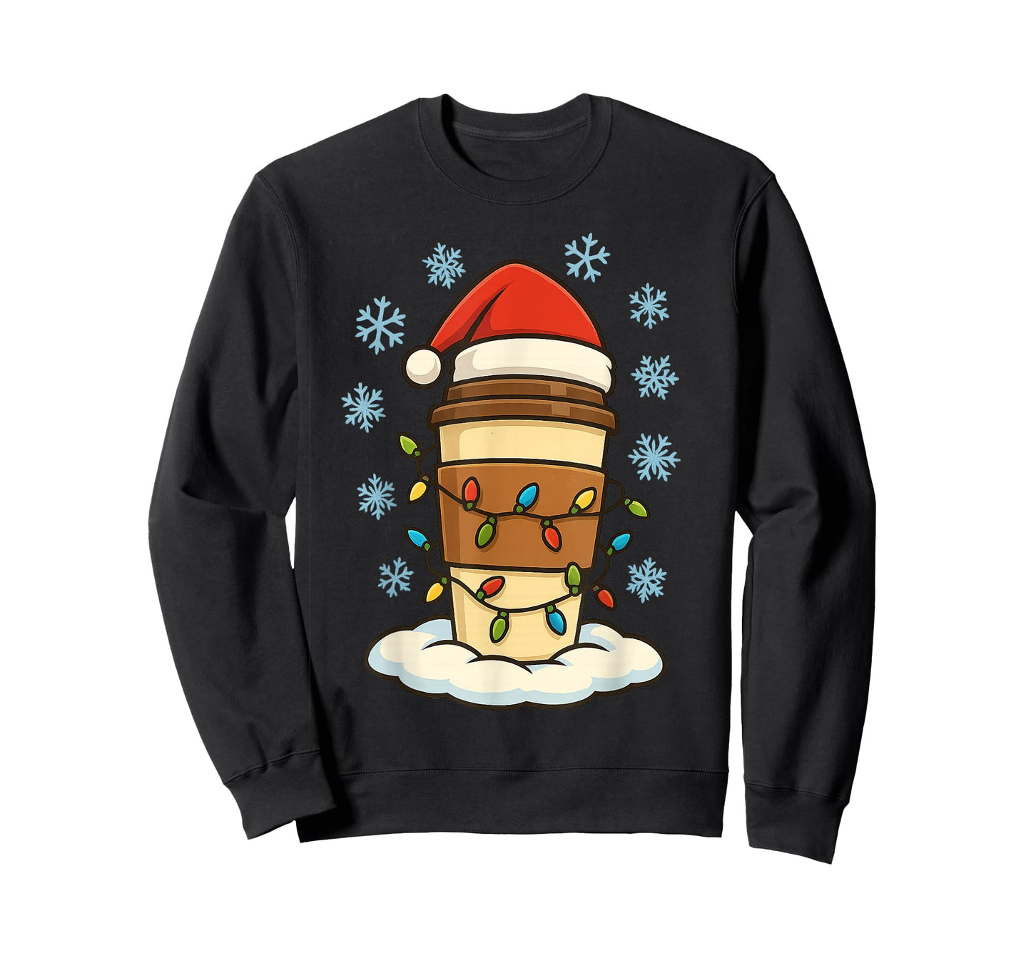 Fun Christmas Lights Wrapped On Coffee Cappuccino Latte T-Shirt
