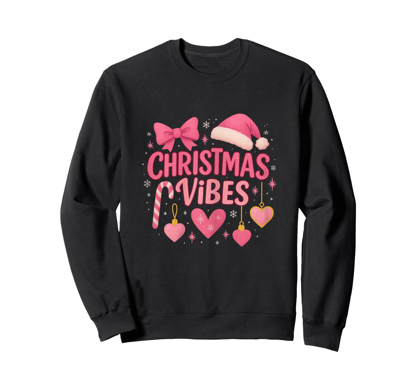 Christmas Vibes Women Candy Cane Holiday Girls T-Shirt