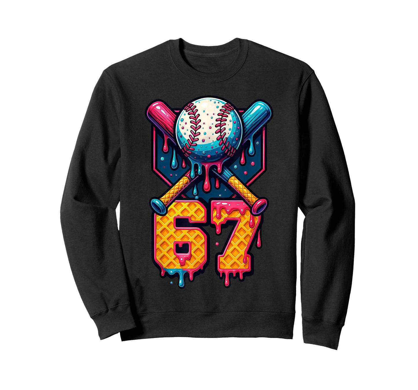 Baseball Ice Cream Drip Number 67 Player 6 7 6-7 Meme Sport T-Shirt