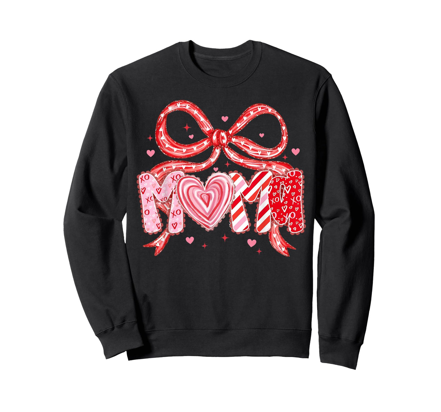 Valentine Mama Coquette Bow Heart Mom Mother Women T-Shirt