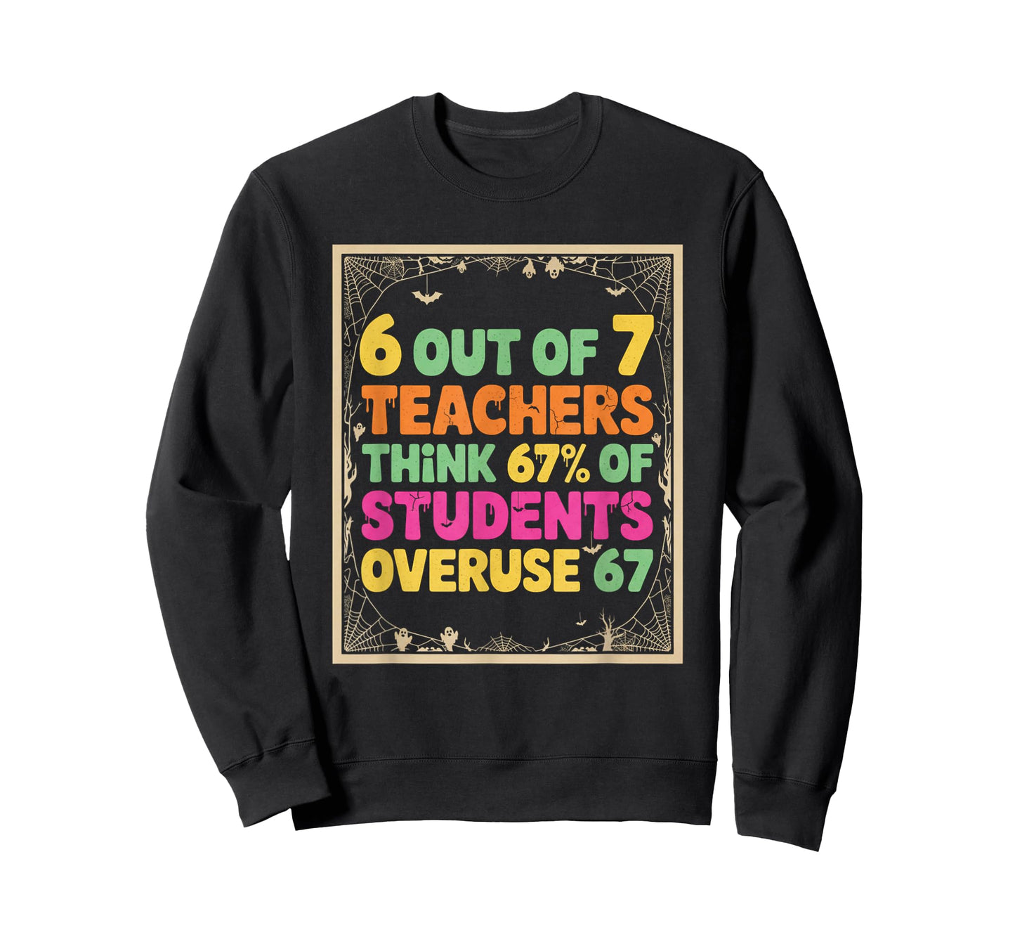 Teacher 6 7 Funny Overuse 67 Halloween Teacher Humor T-Shirt