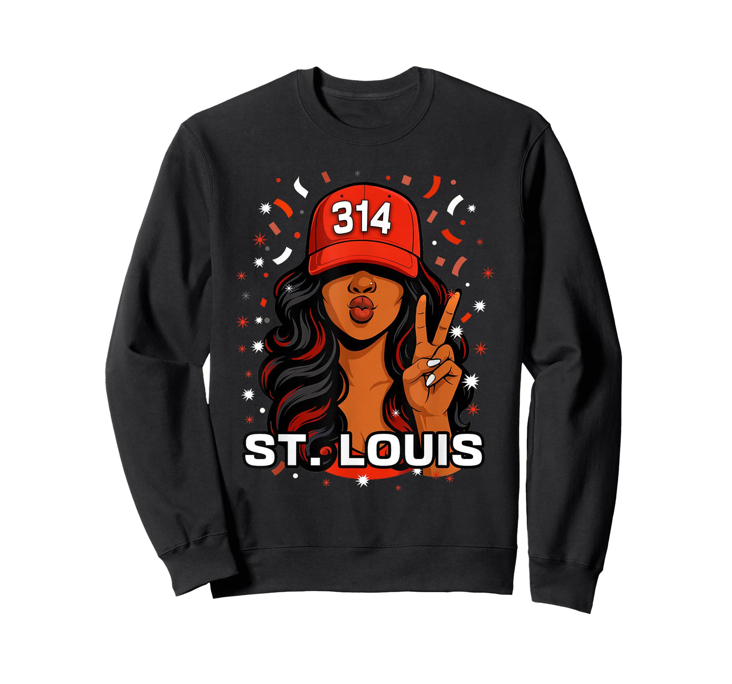 314 St. Louis Black Woman with Red Hat T-Shirt