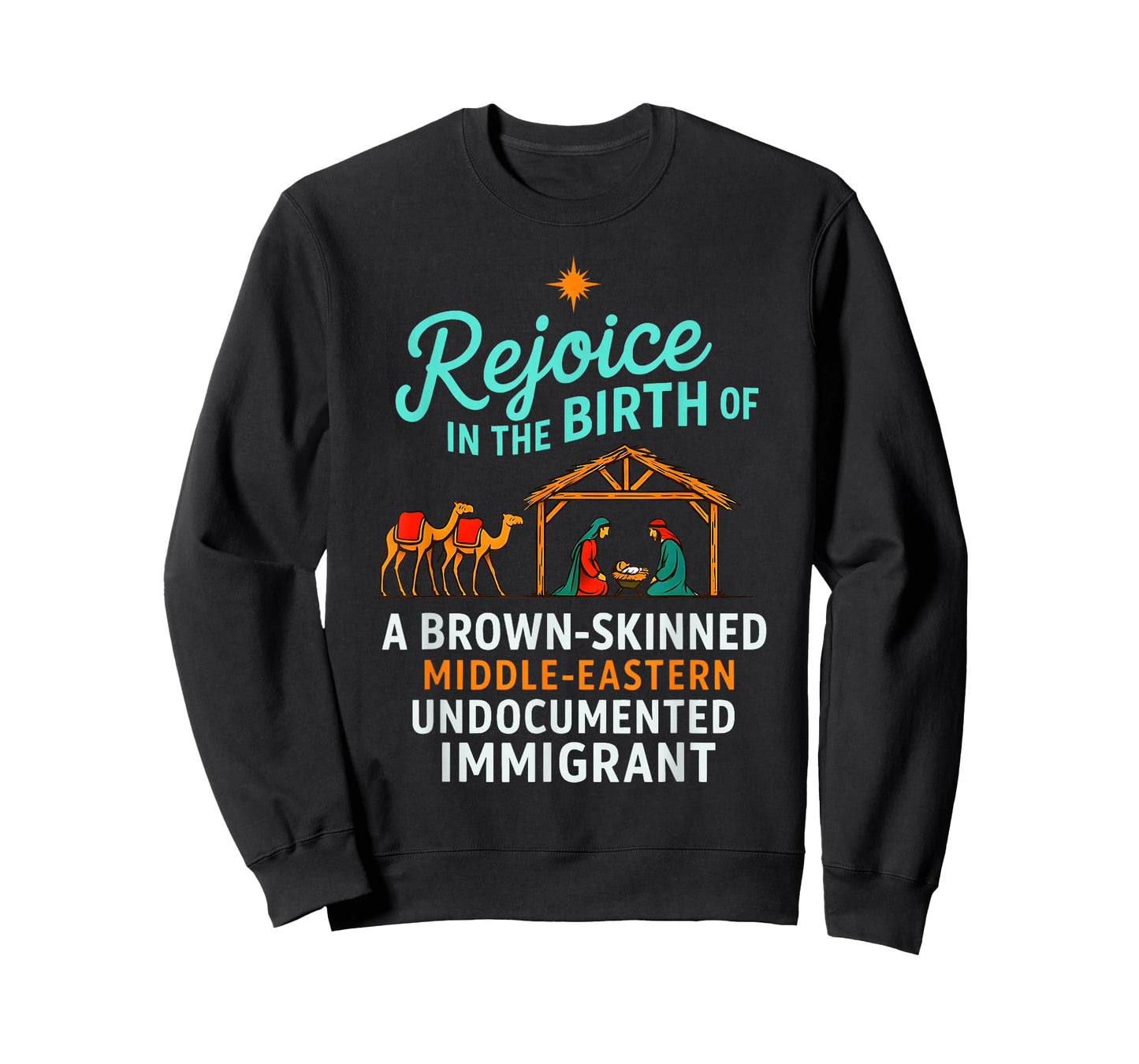 Rejoice in The Birth of A Brown Skinned Christian Christmas T-Shirt