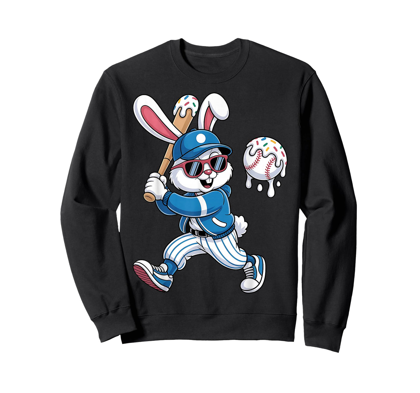 Funny Baseball Drip Rabbit Bunny Easter Men Boys Kids T-Shirt