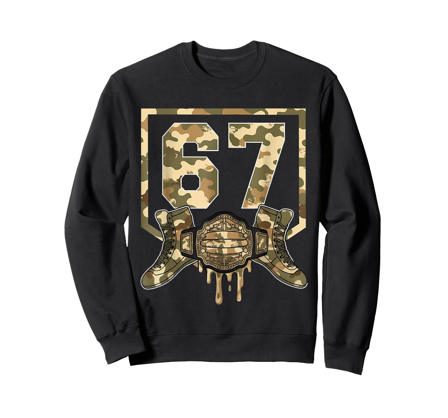 Wrestling Drip Number 67 Wrestling Player 67 Camo T-Shirt