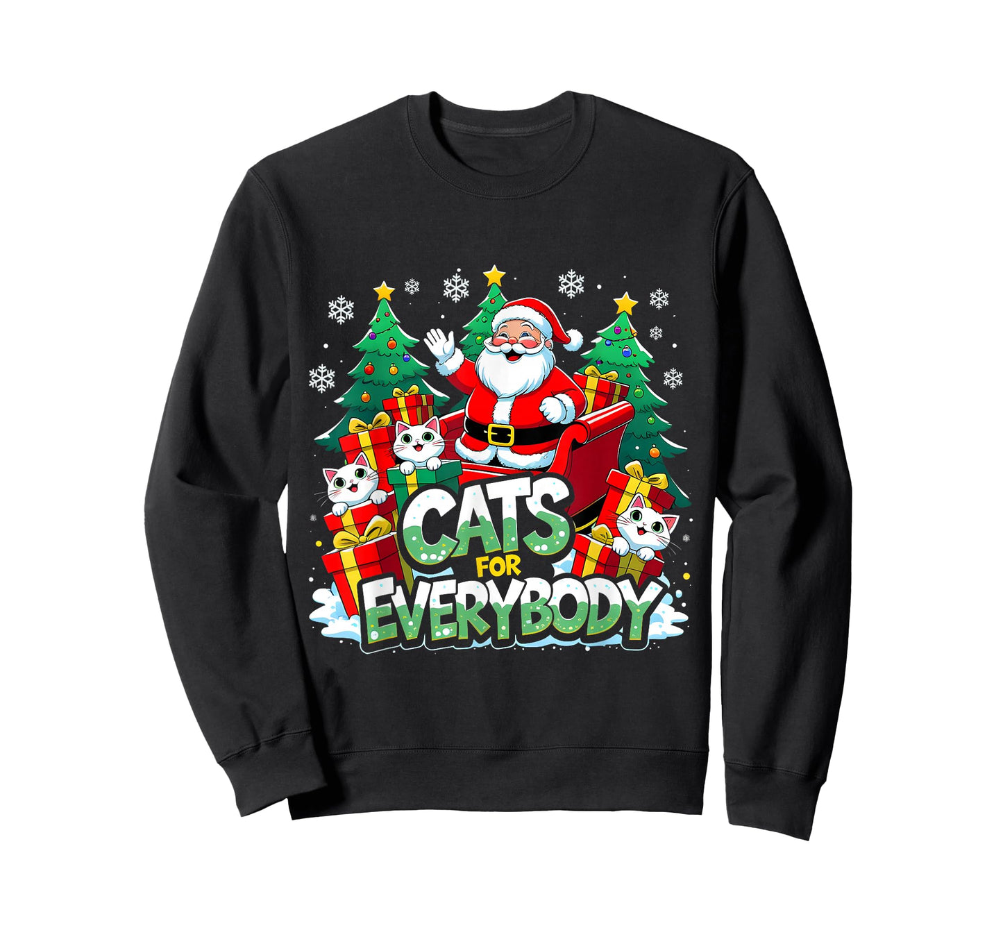 Cats for Everybody Funny Santa Christmas Art T-Shirt