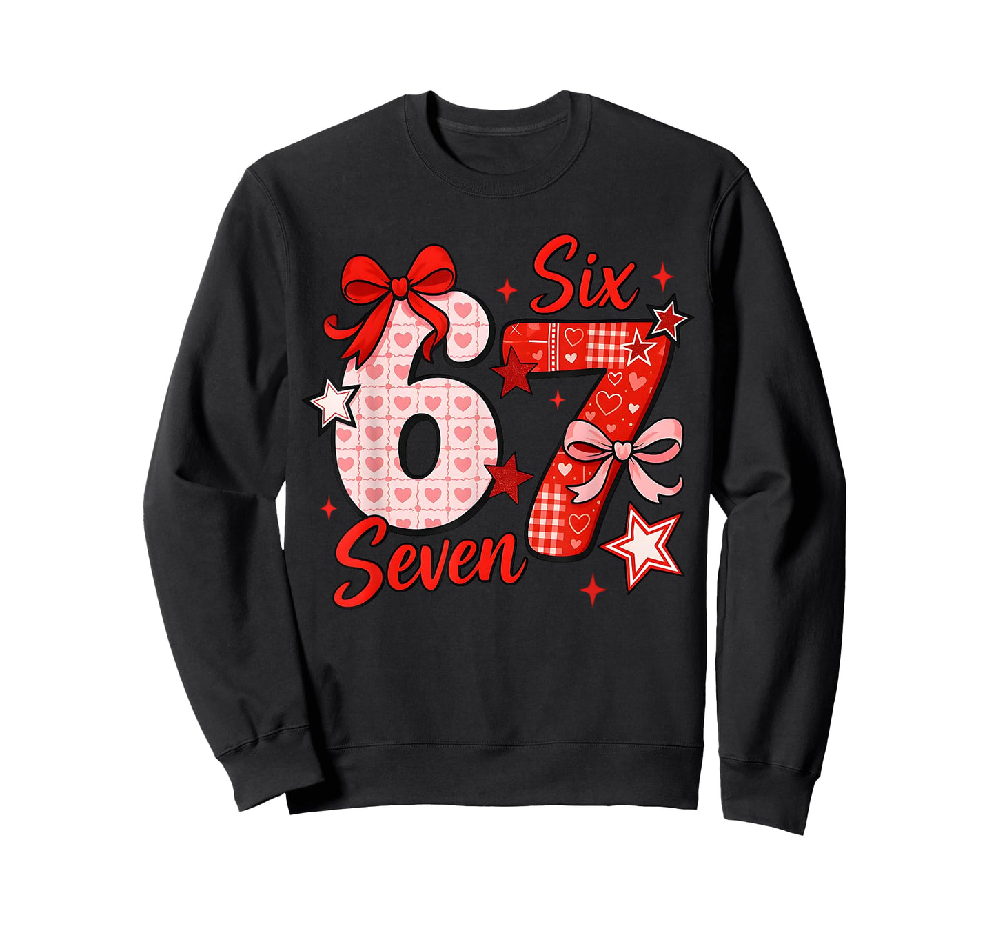 67 Six Seven Coquette Bow Girls Kids Valentines Day 6 7 Meme T-Shirt