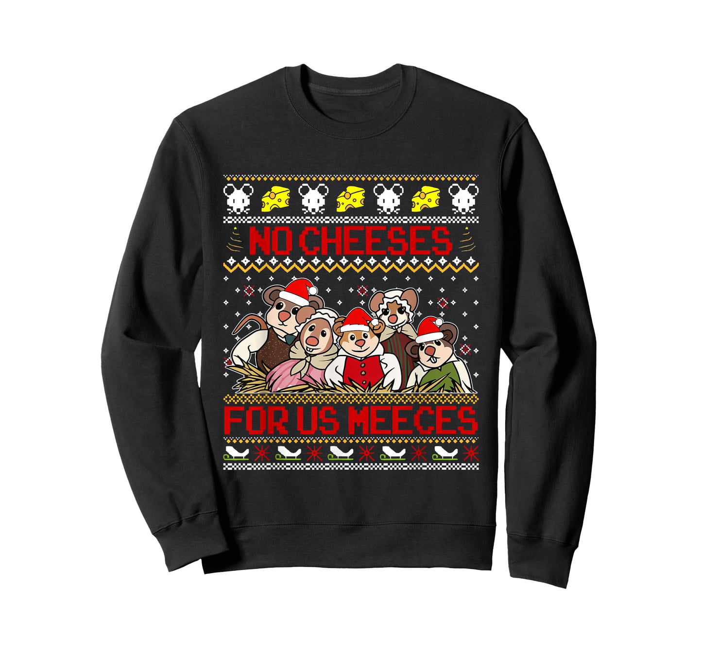 No Cheeses for Us Meeces Christmas Santa Mouse Cheese Lover T-Shirt