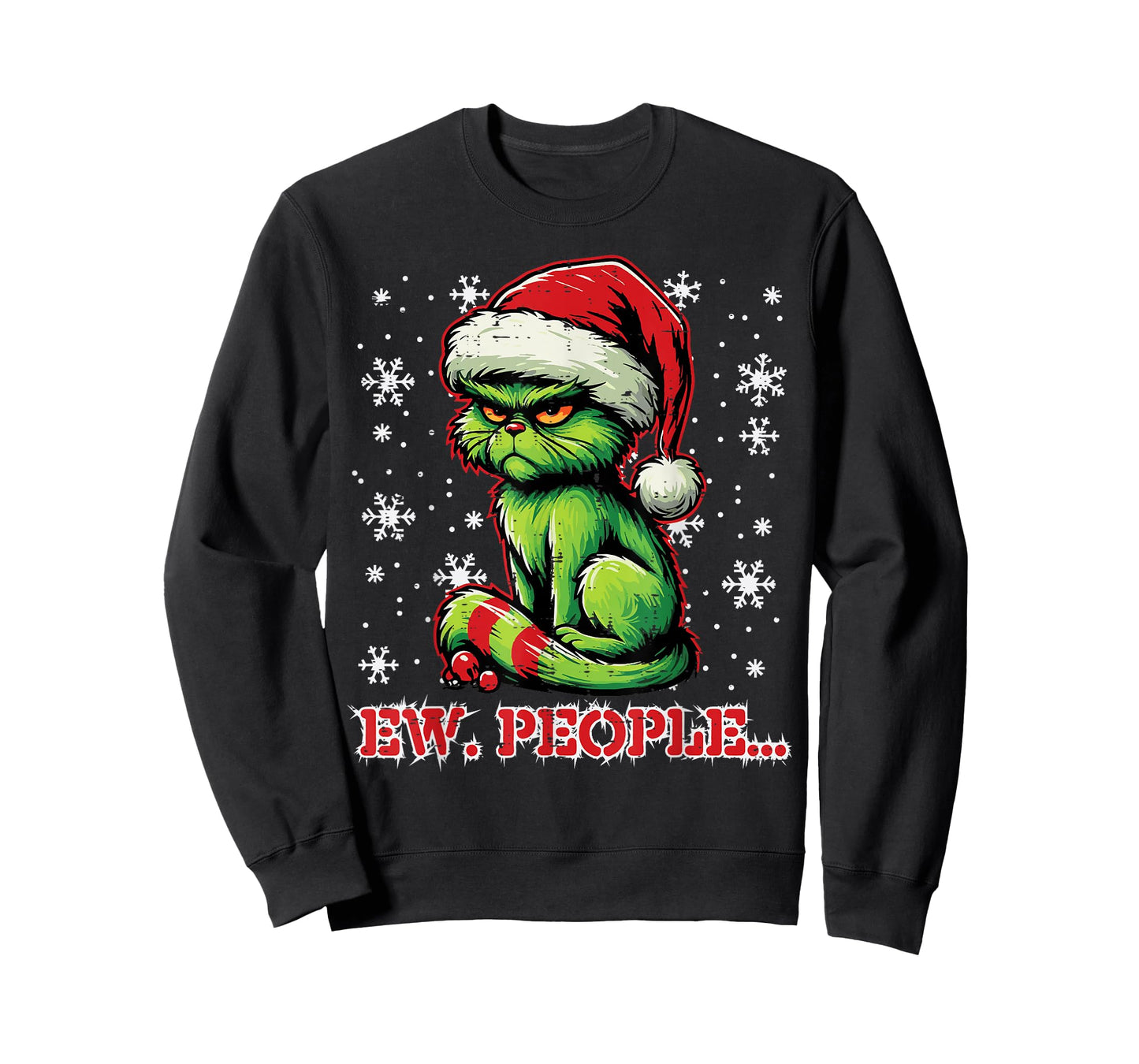 Christmas Cat Santa Ew People Funny Xmas Men Women Kids T-Shirt