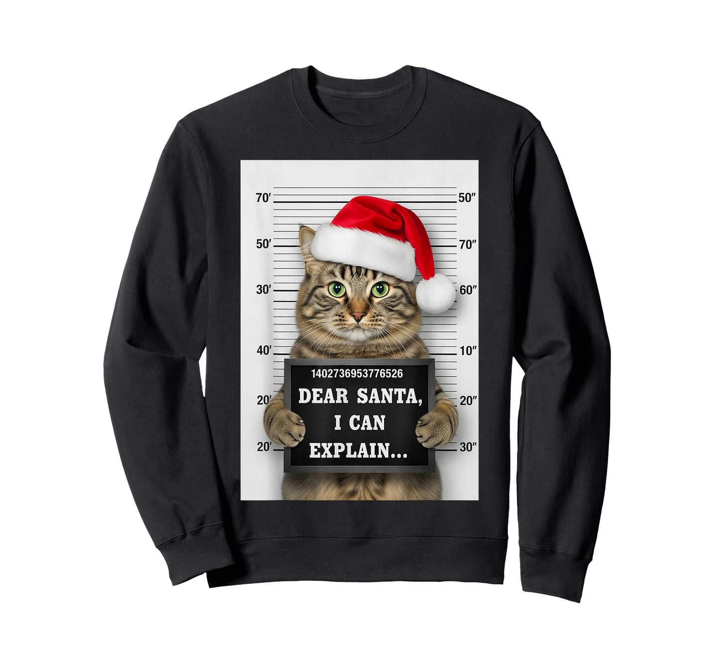 Dear Santa I Can Explain Funny Christmas Cat Kitten Mugshot T-Shirt