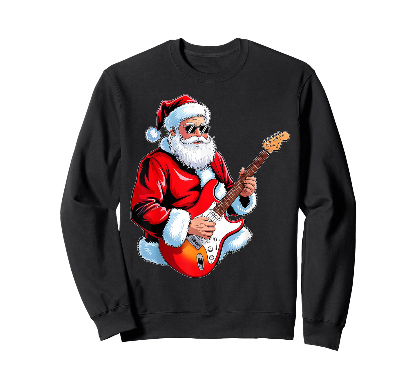 Rock Guitar Santa Christmas Music Men Boy Funny Xmas Pajamas T-Shirt