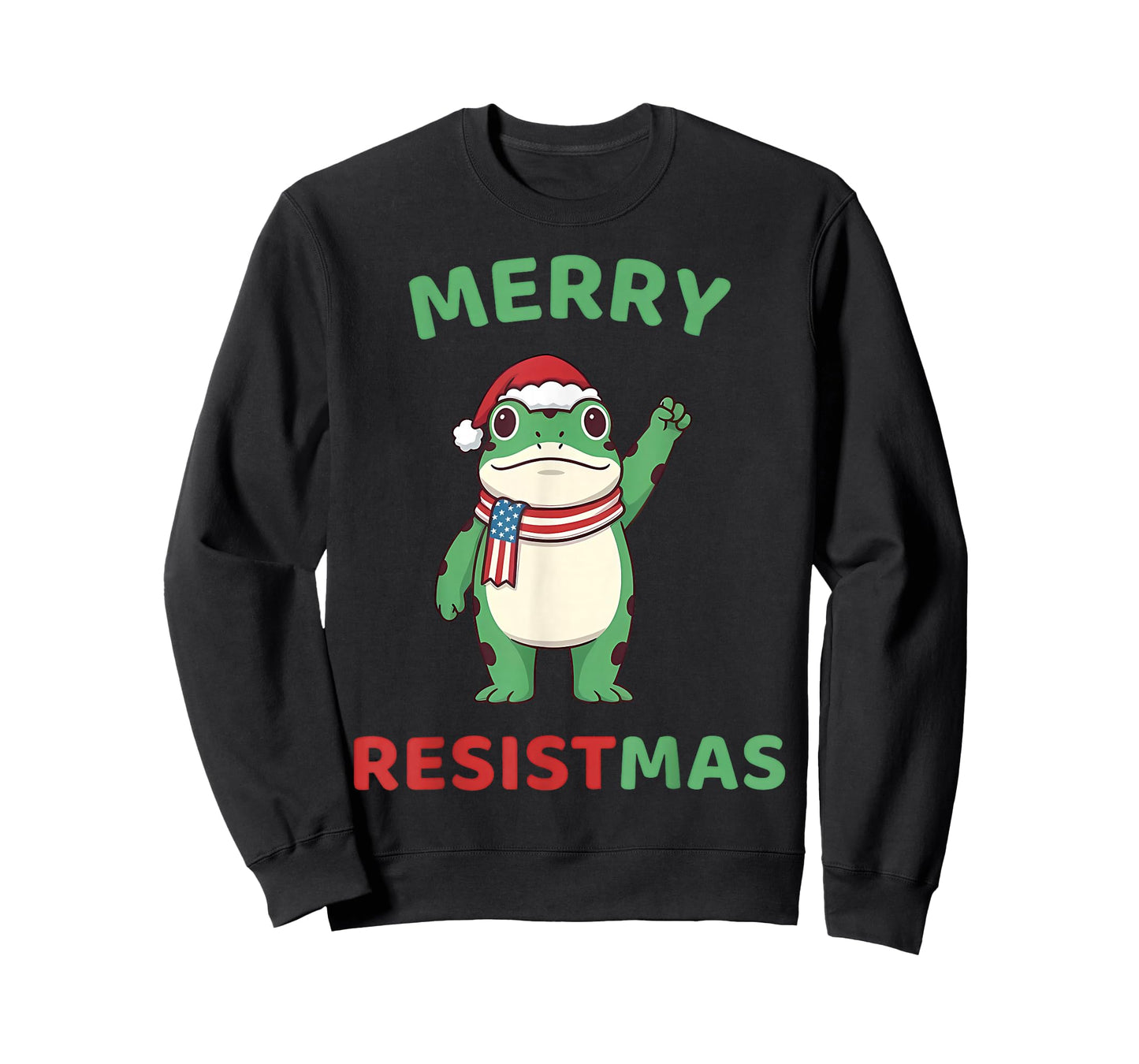 Frog Retro Merry Resistmas Funny Political Christmas T-Shirt
