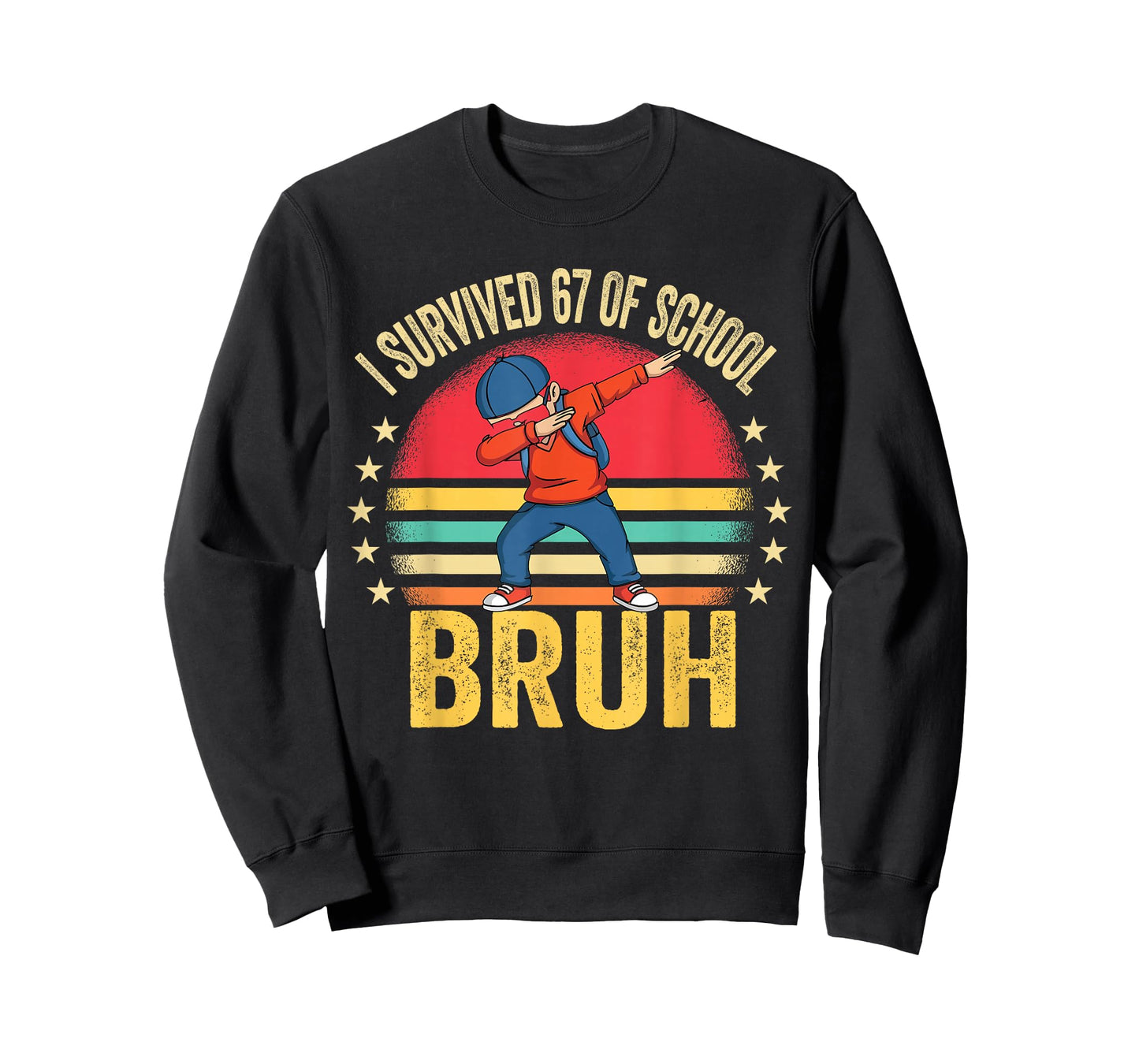 I Survived 67 Days of School Bruh Dabbing Six Seven Funny T-Shirt