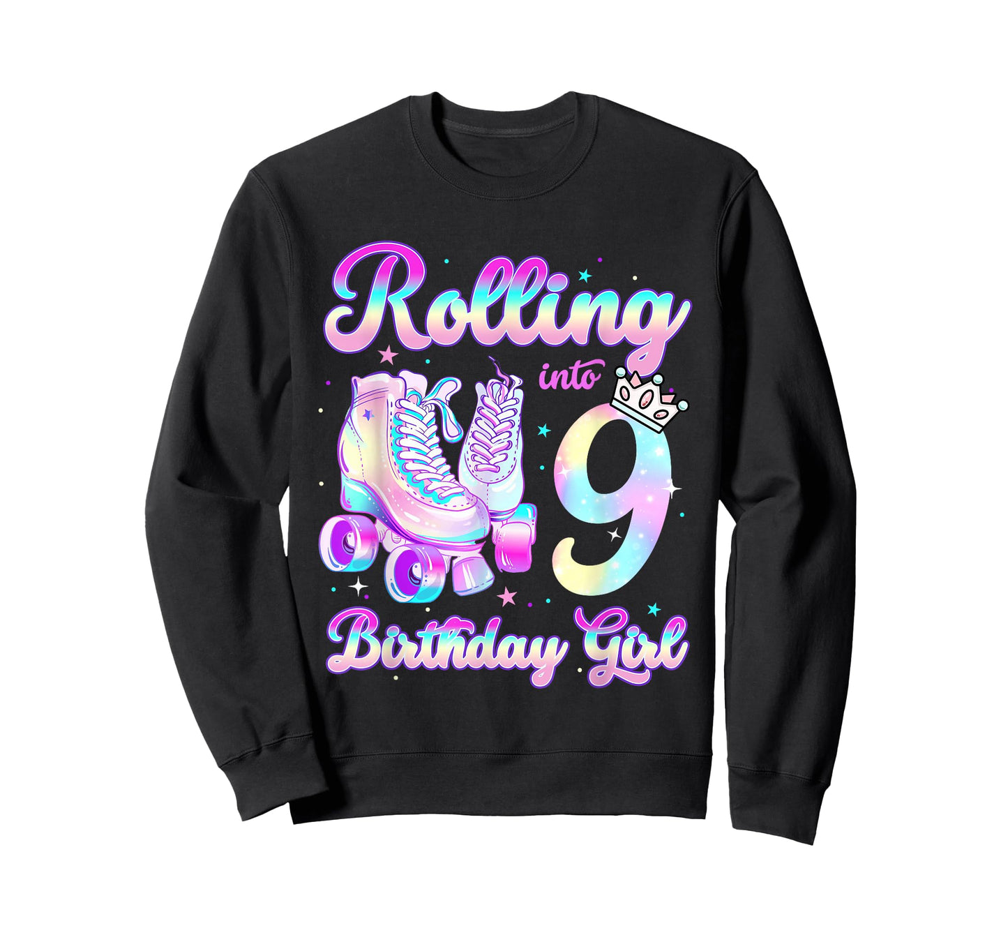Kids Rolling Into 9 Roller Skating 9th Birthday Girls Party T-Shirt