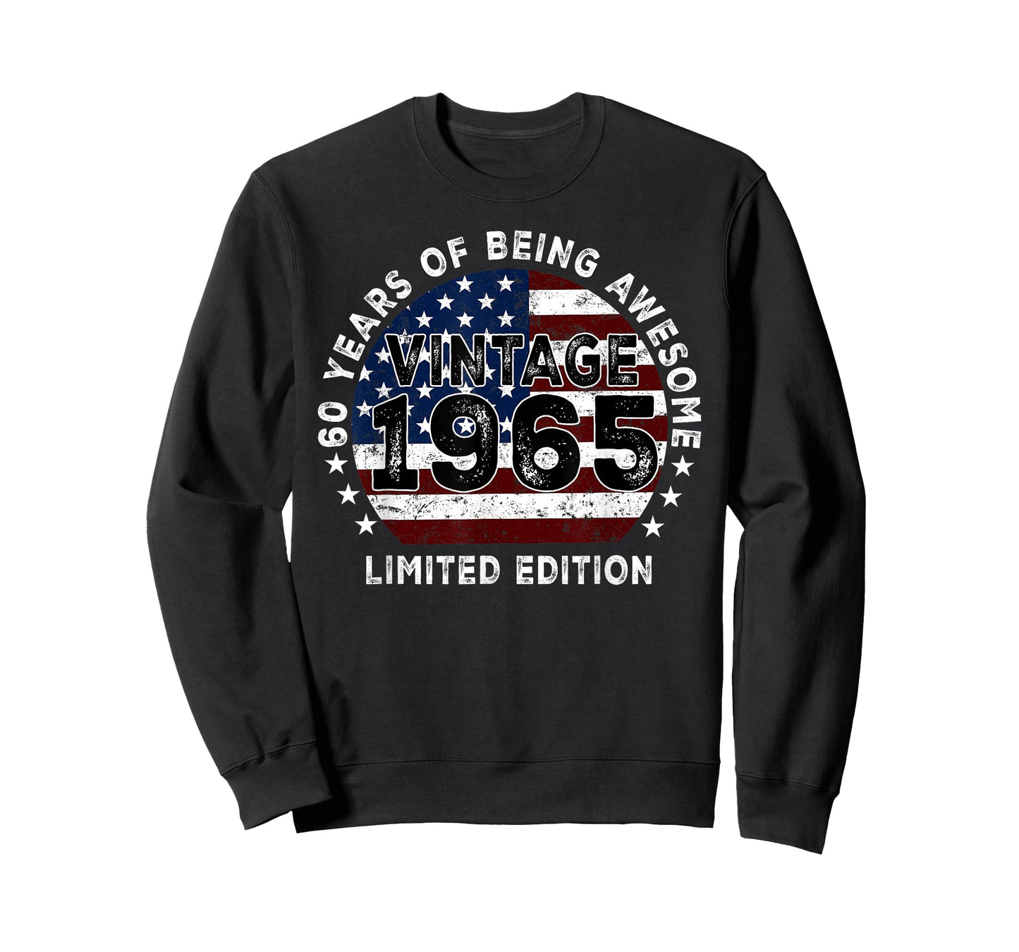Vintage 1965 American Flag 60th Birthday Gifts 60 Year Old T-Shirt