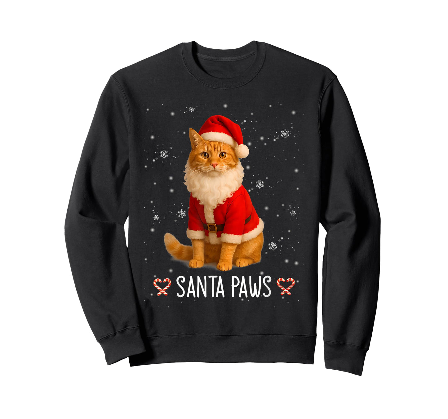 Santa Paws Funny Orange Tabby Cat Christmas Holiday T-Shirt