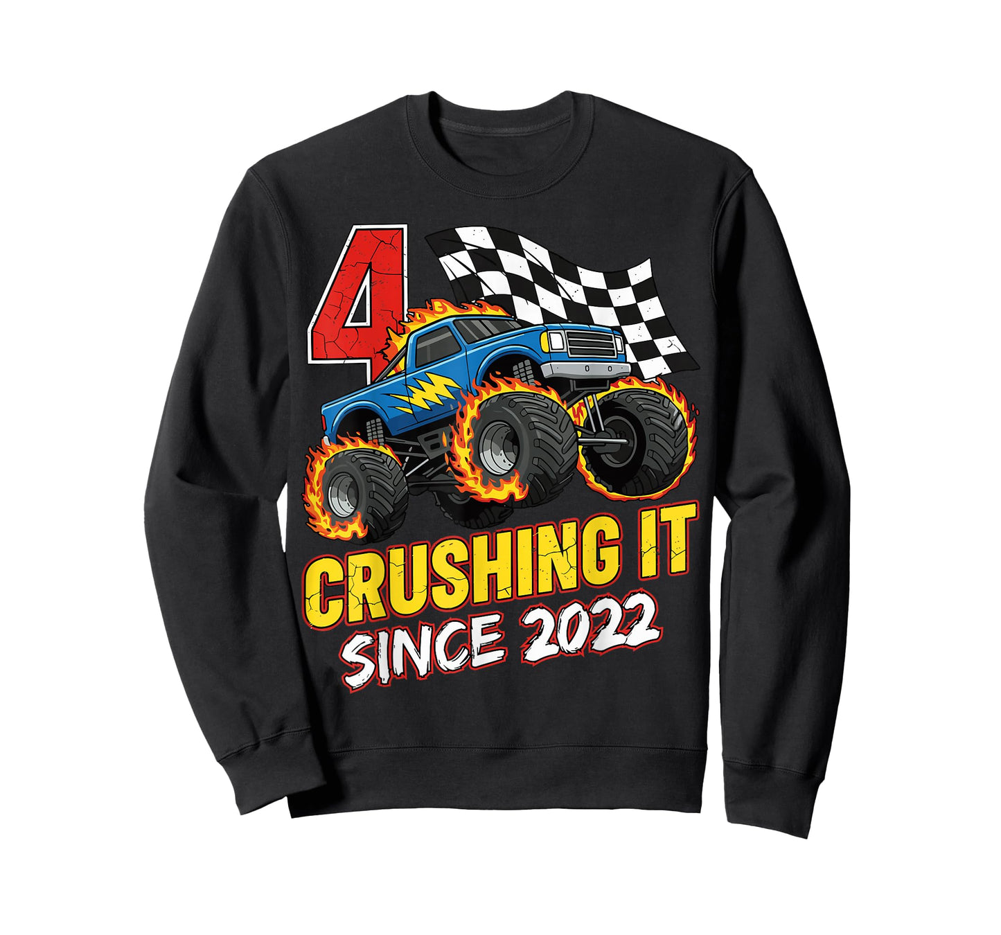 Birthday Monster Truck 4 Year Old Boys 4th Party Born 2022 T-Shirt