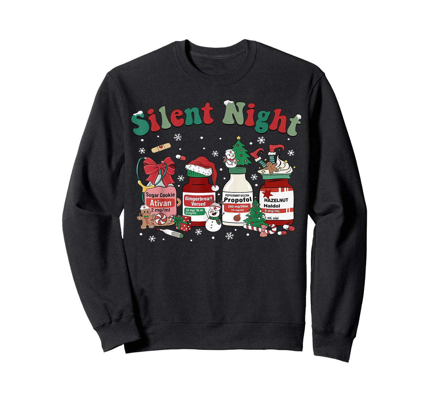 Xmas Propofol Silent Night ICU Nurse Funny Christmas Nursing T-Shirt