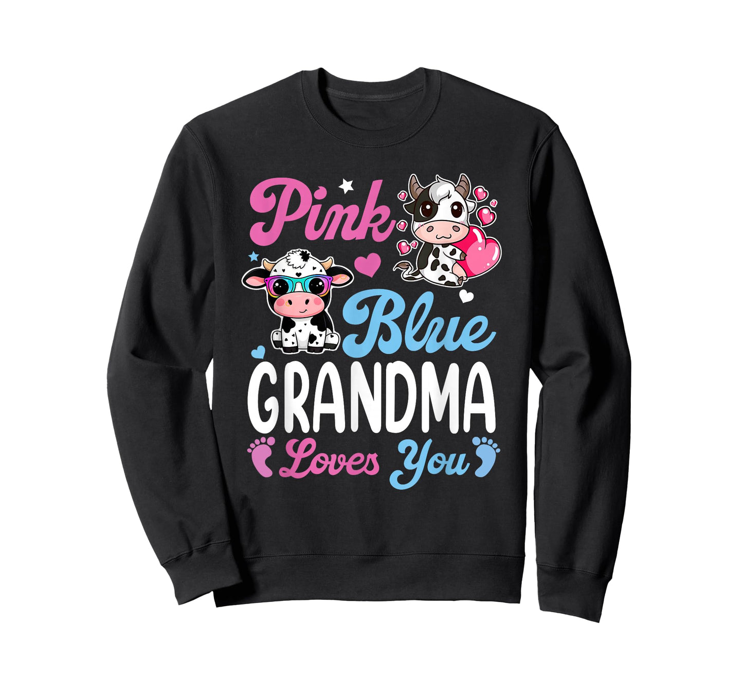 Pink Or Blue Grandma Loves You Cow Baby Gender Reveal T-Shirt