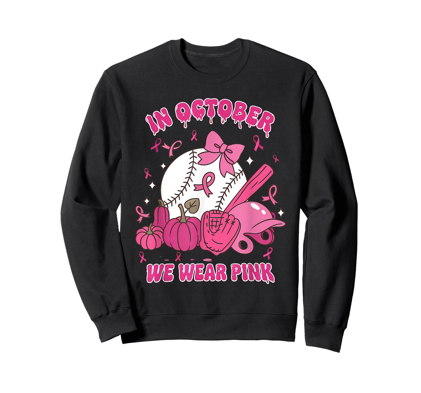 Baseball in October We Wear Pink Breast Cancer Awareness Kid T-Shirt