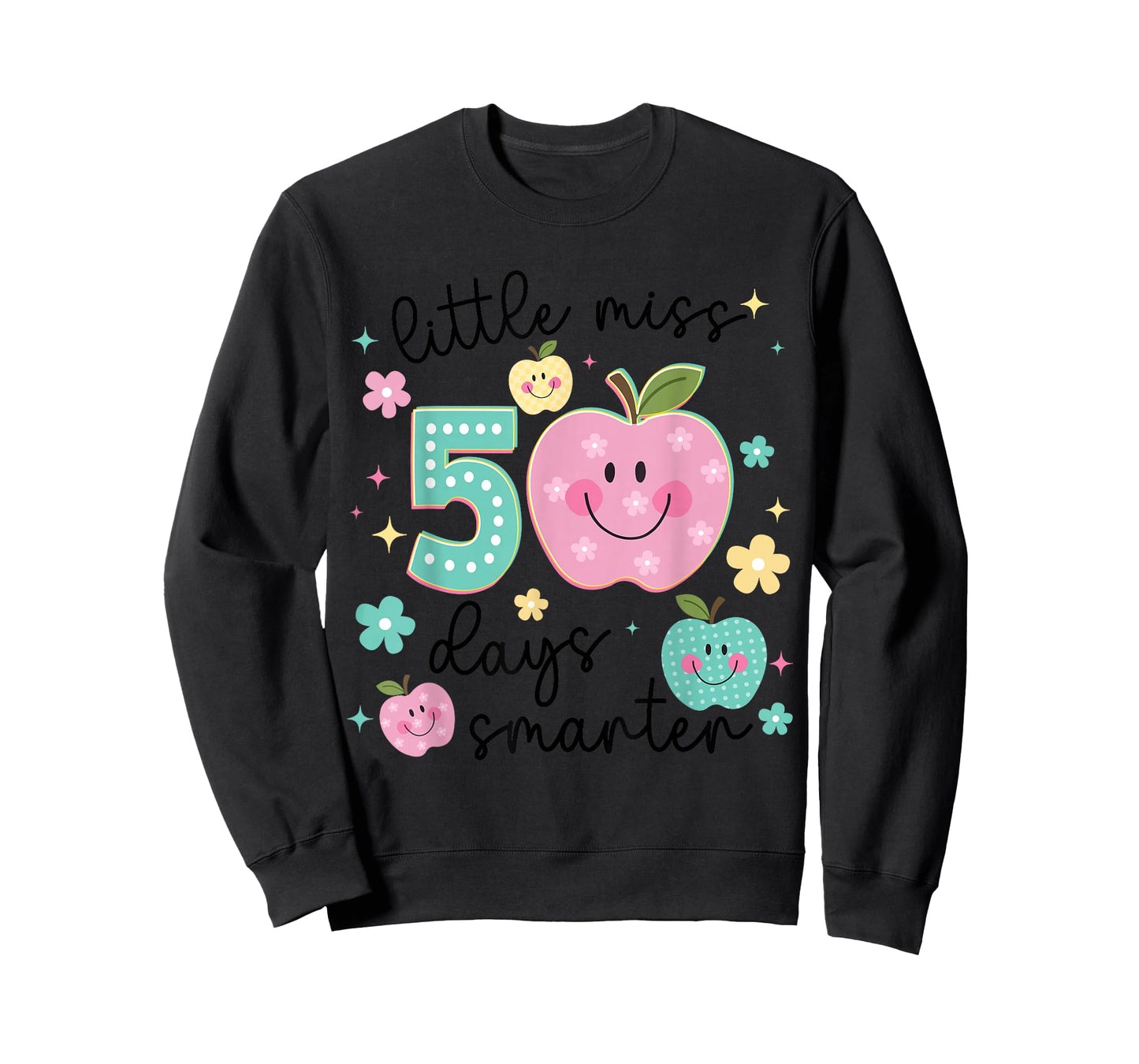 Little Miss 50 Days Smarter Kids Girls 50th Day of School T-Shirt