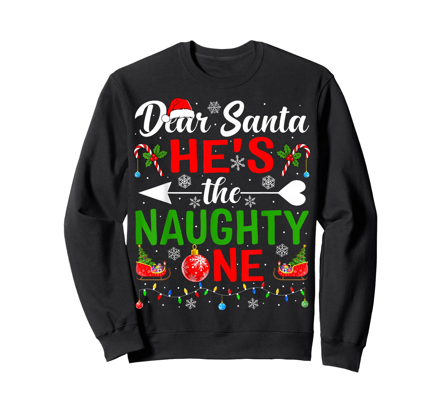 Dear Santa He's The Naughty One Pjs Couples Christmas Couple T-Shirt