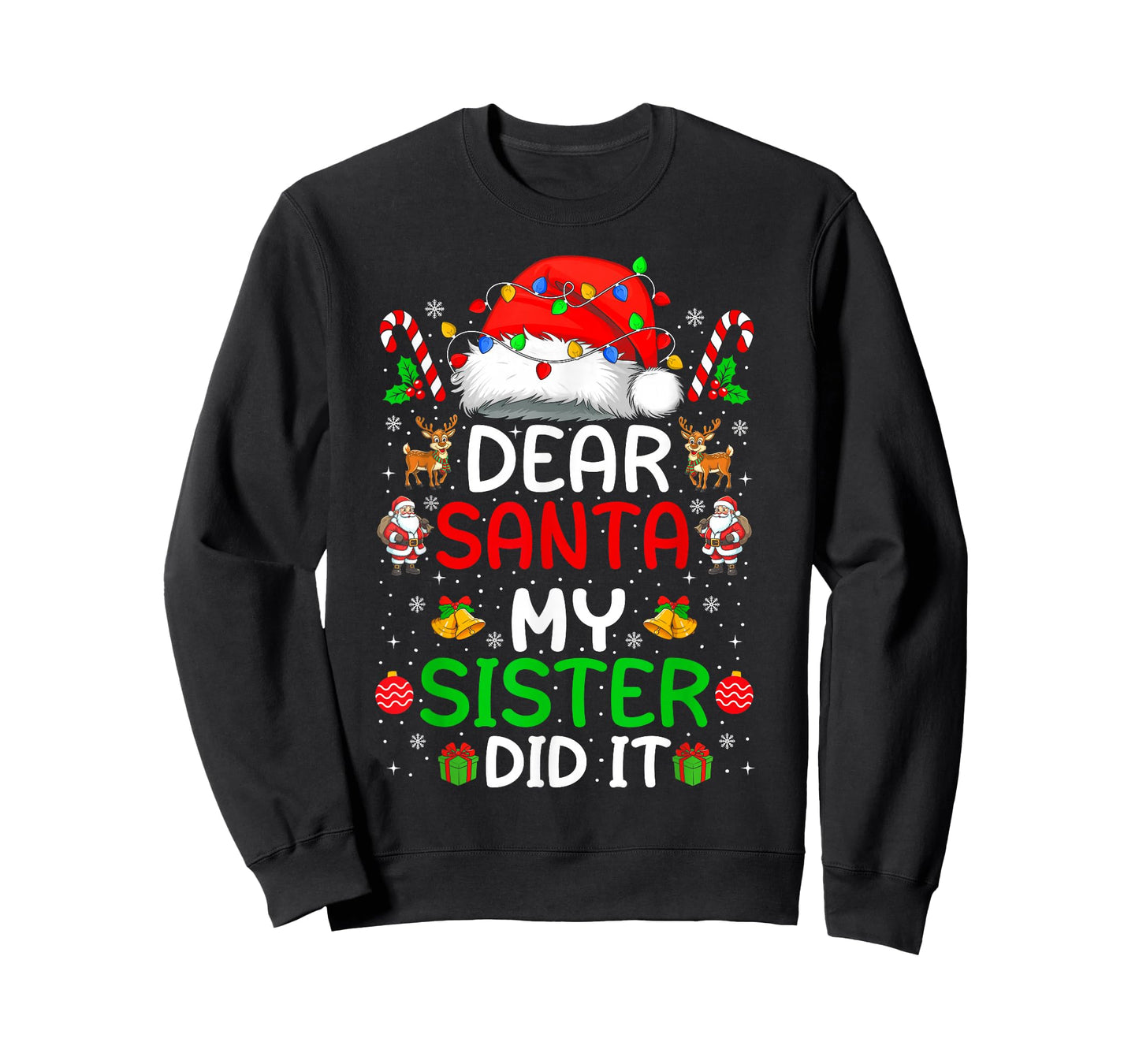 Dear Santa My Sister Did It Christmas Xmas Boys Girls Kids T-Shirt