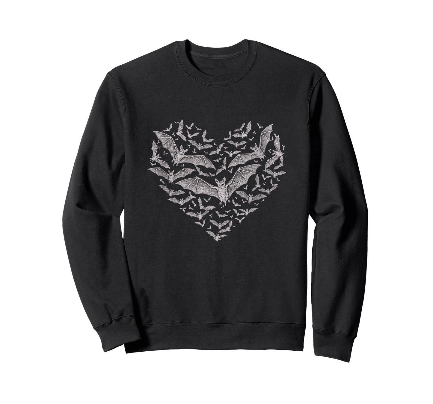 Vampire Bats Heart Sketch Design T-Shirt