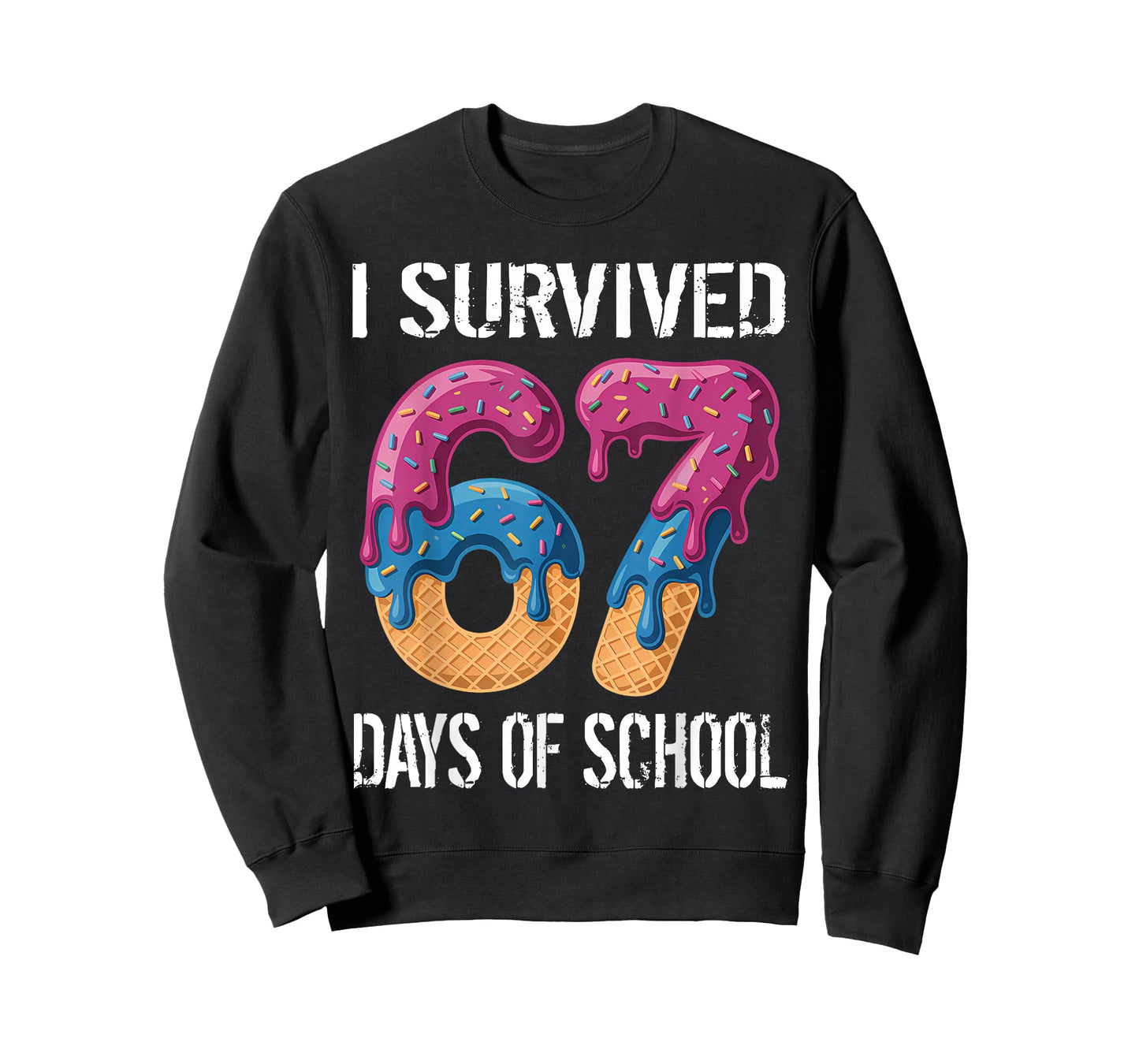 I Survived 67 Days of School Boys Ice Cream Drip Teacher T-Shirt