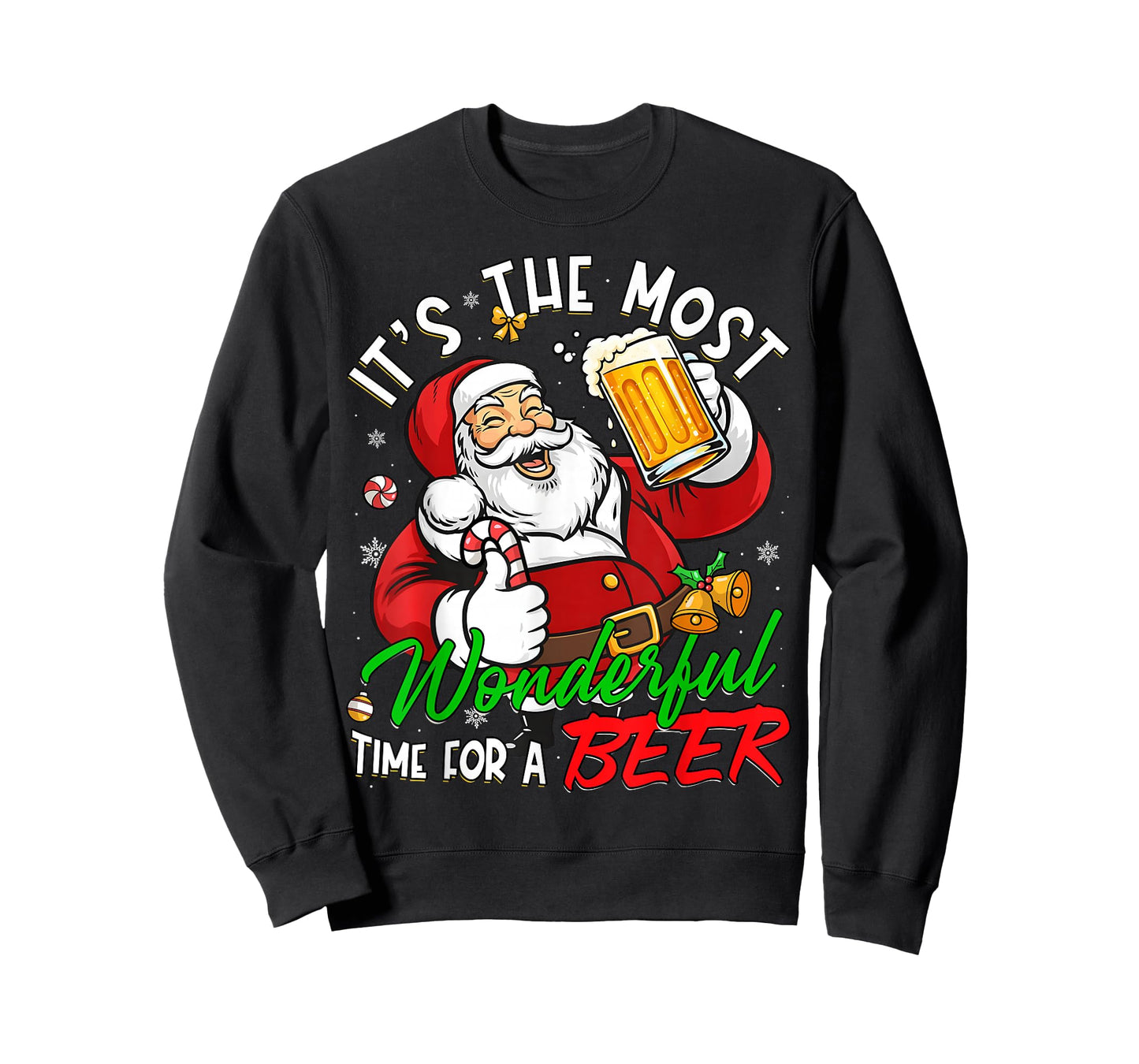 Wonderful Time Funny Christmas Santa Claus Drinking Beer T-Shirt