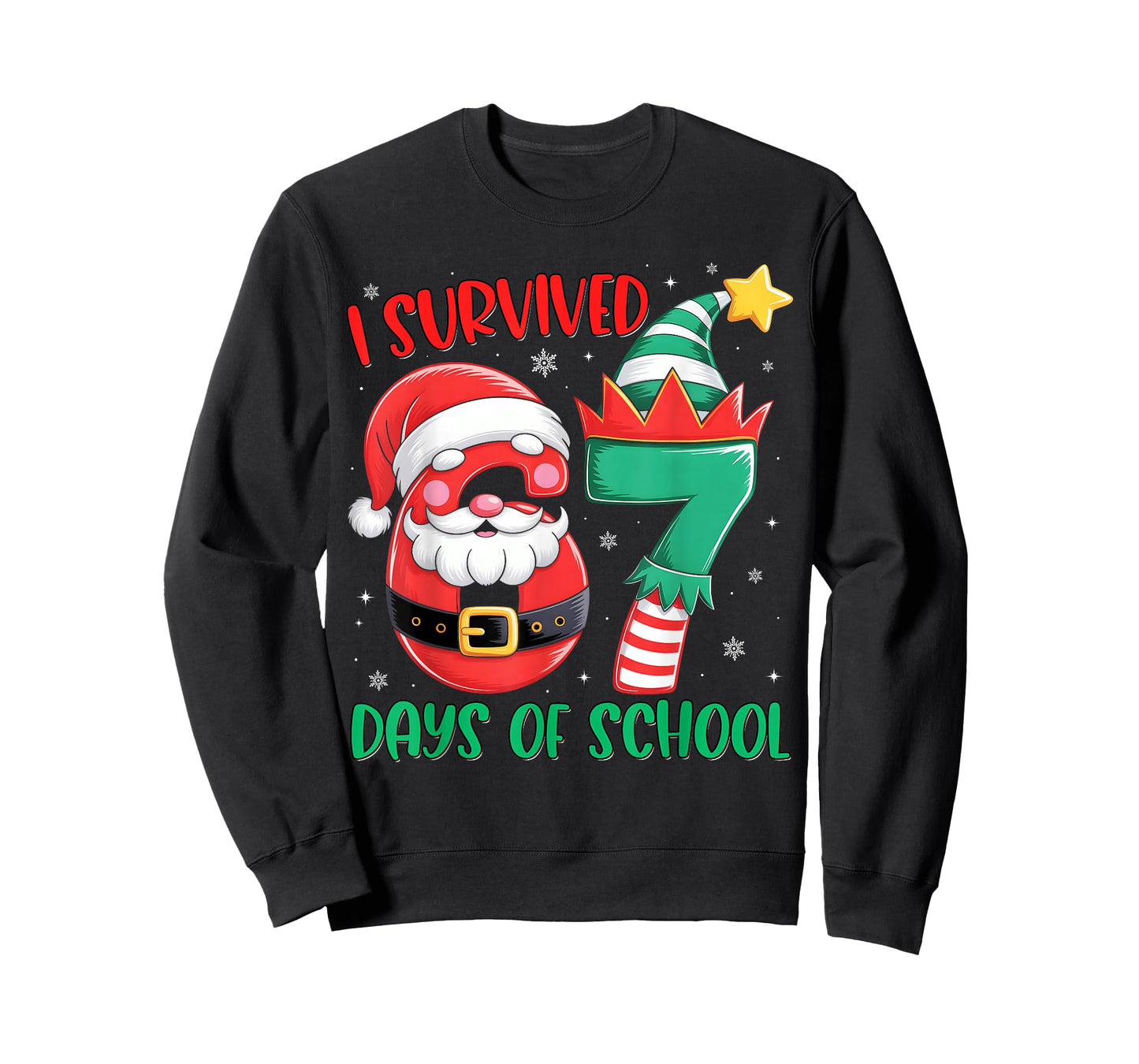 Christmas I Survived 67 Days of School Funny Six Seven T-Shirt