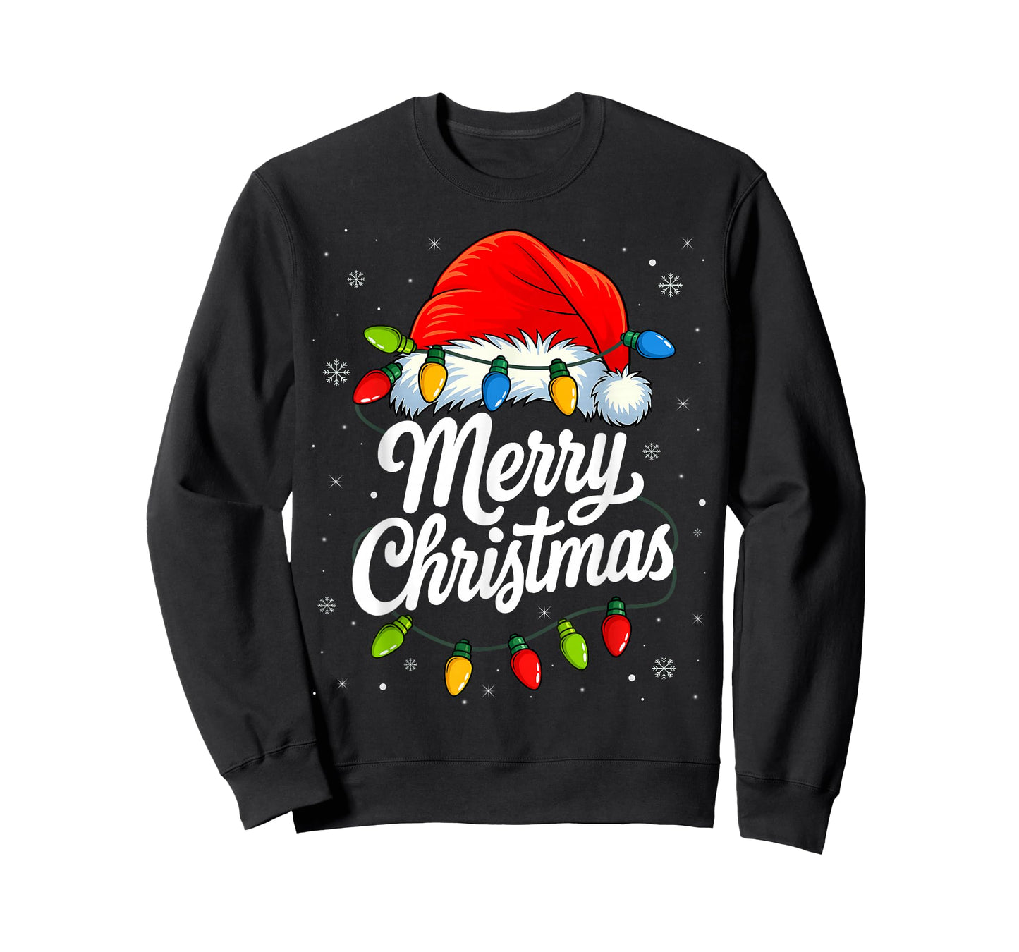 Merry Christmas Red Santa hat and Lights T-Shirt