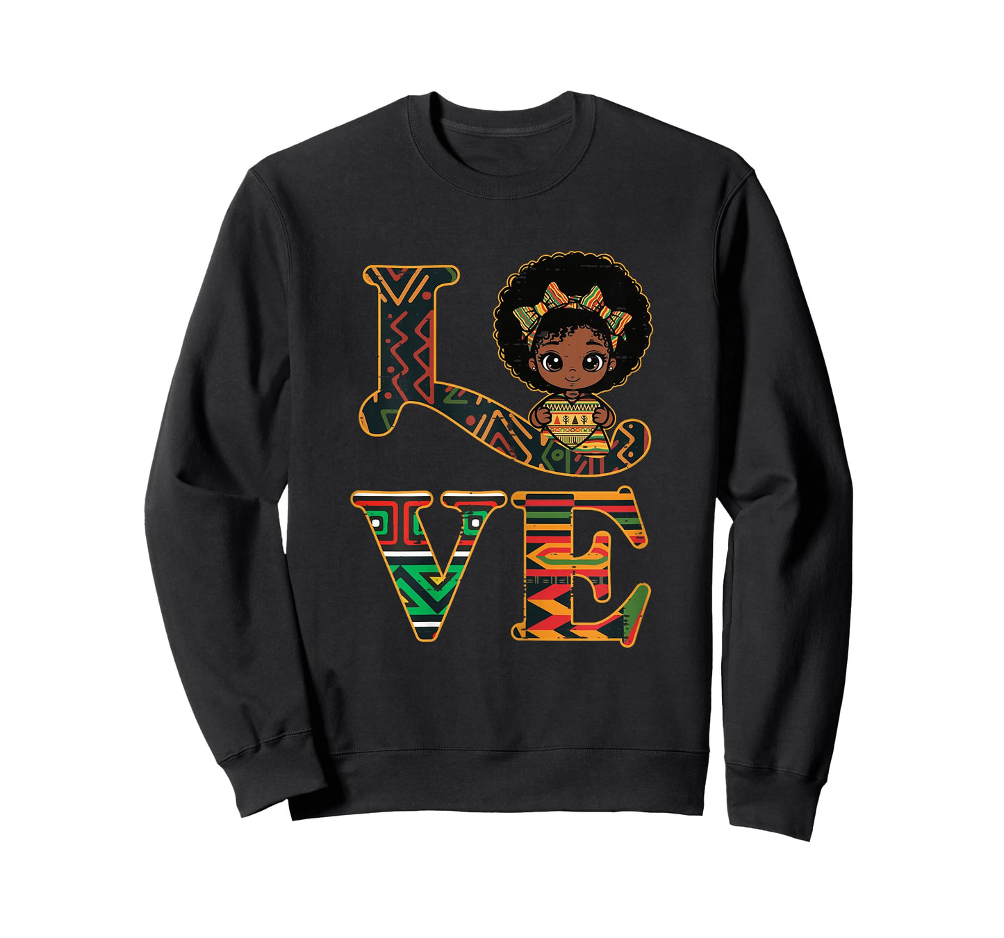 Black History Love Afro Girl African American Girls Kids T-Shirt