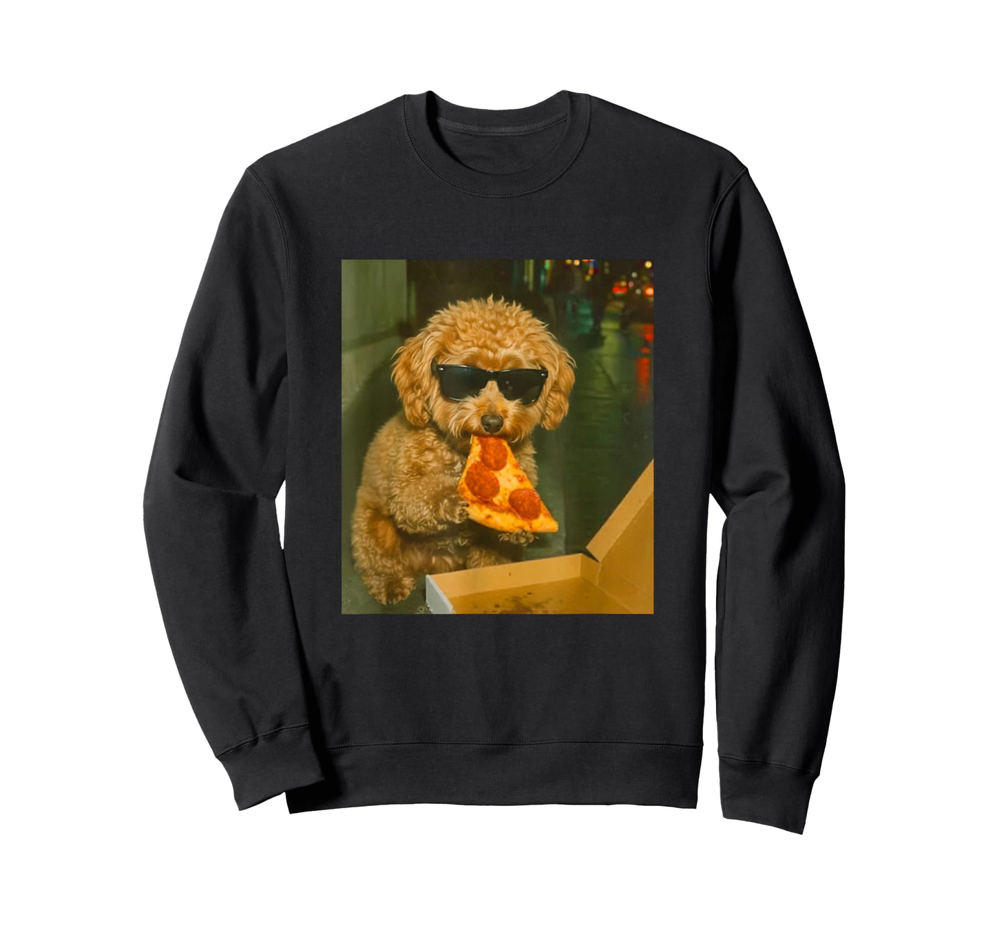Funny Toy Poodle Eating Pizza Dog Meme Retro T-Shirt