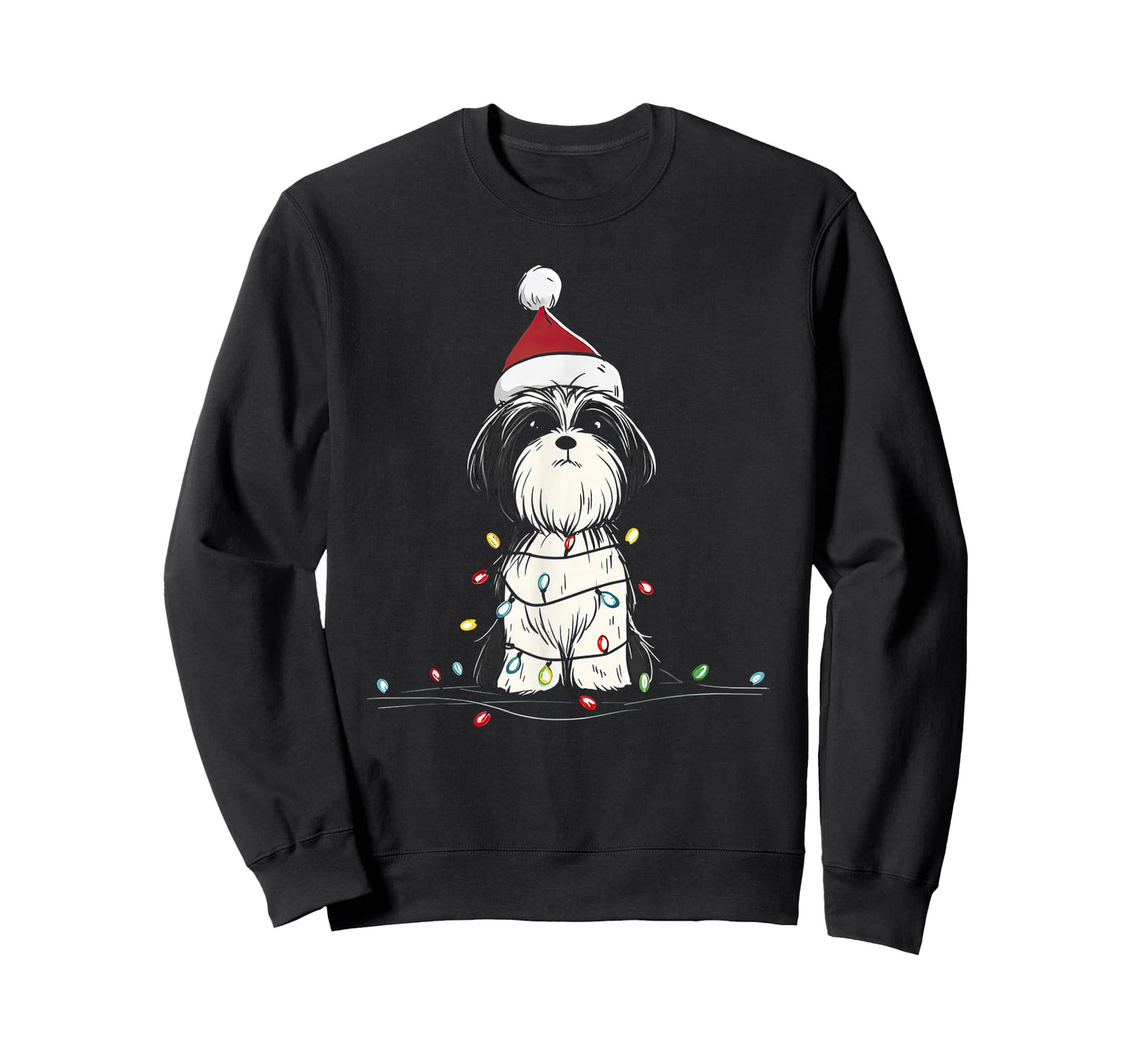 Funny Shih Tzu Christmas Graphics Dog Lights Lover Owner T-Shirt