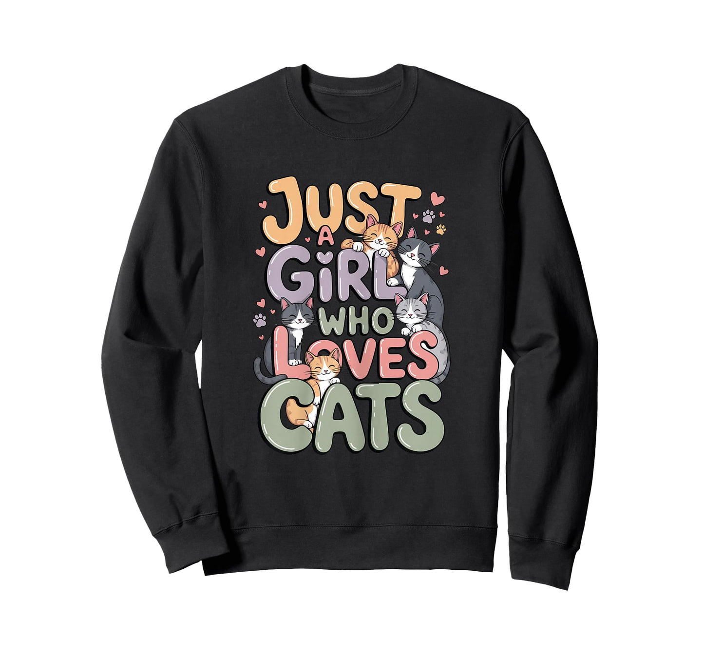 Just a Girl Who Loves Cats Cute Kawaii Cat Lover Women Girls T-Shirt