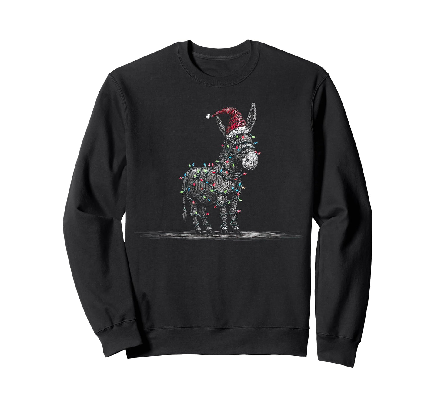 Funny Donkey Christmas Graphics Animal Lights Lover T-Shirt