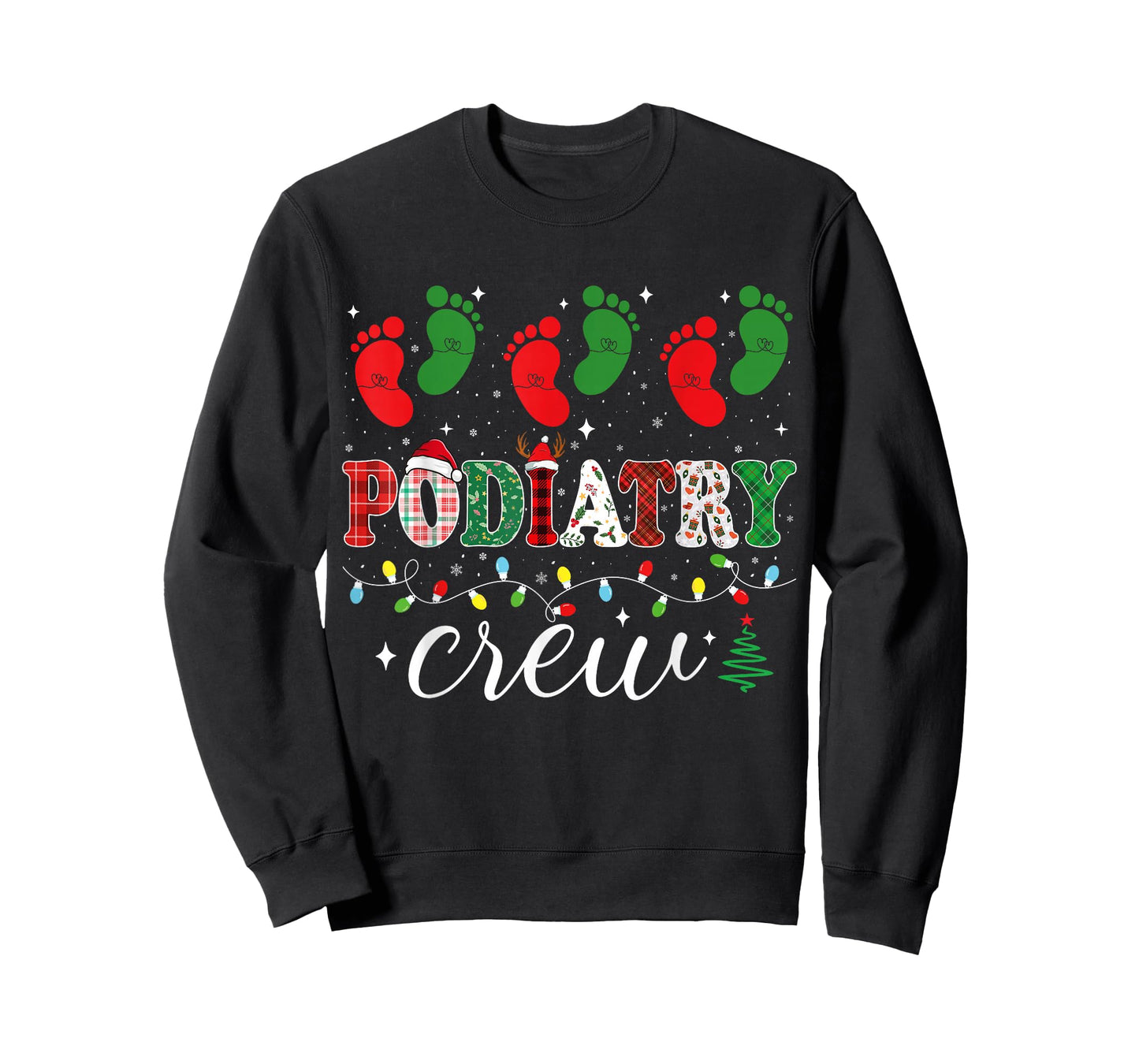 Podiatry Crew Christmas Footprint Podiatrist Xmas Podiatry T-Shirt