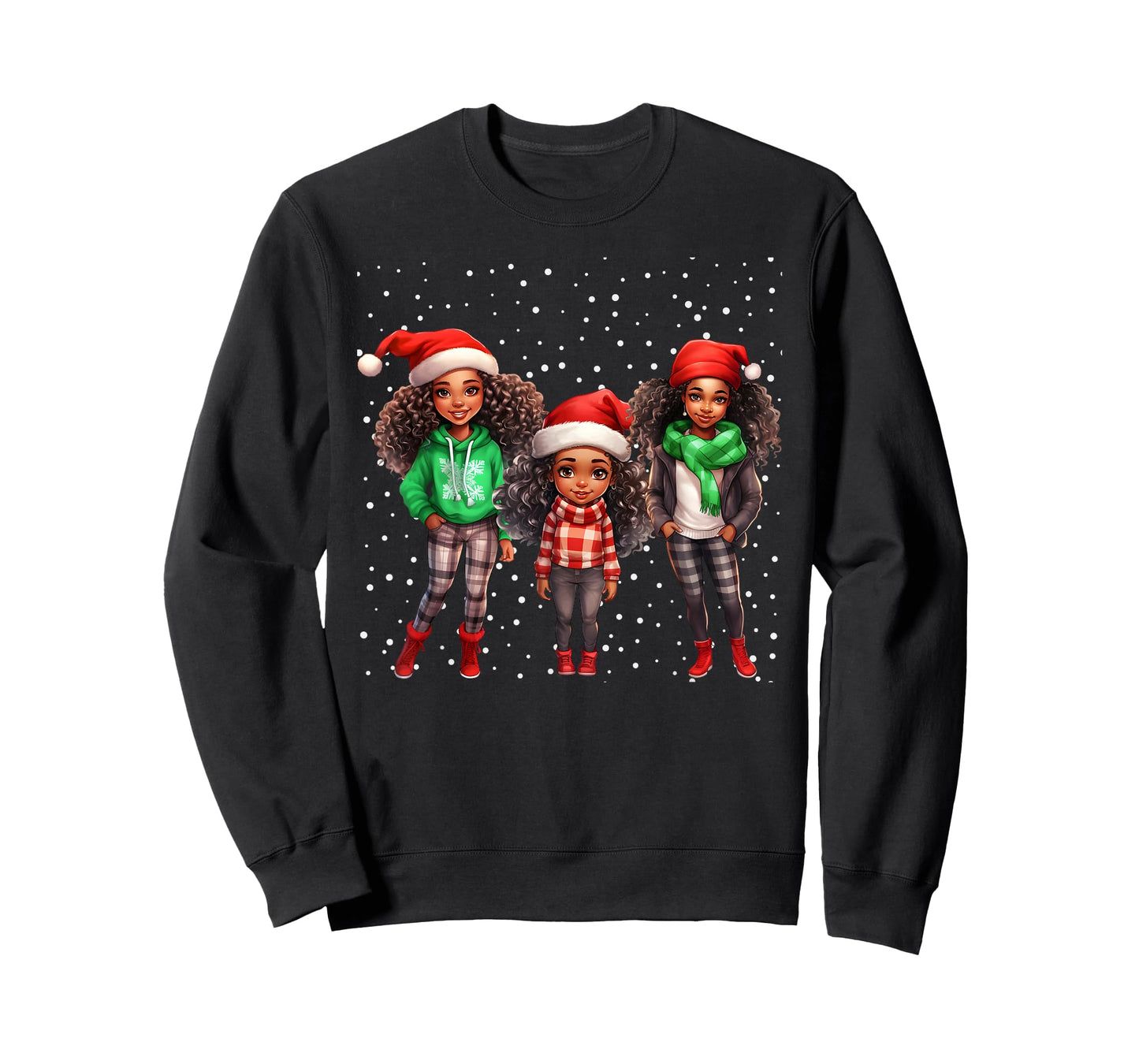Cute Christmas Black Afro African Santa Hat Melanin Kids T-Shirt