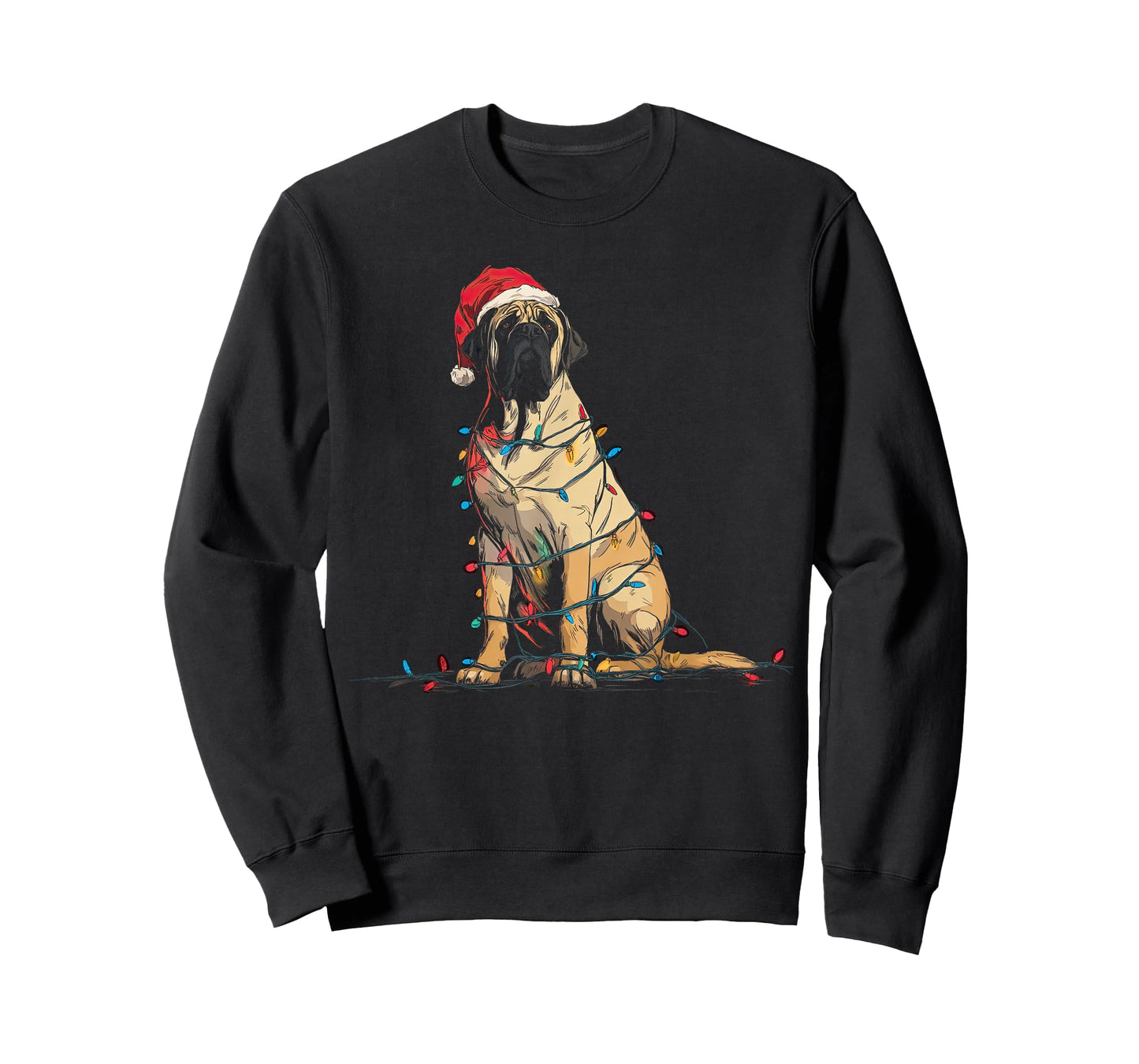 Funny English Mastiff Christmas Graphics Dog Lights Lover T-Shirt