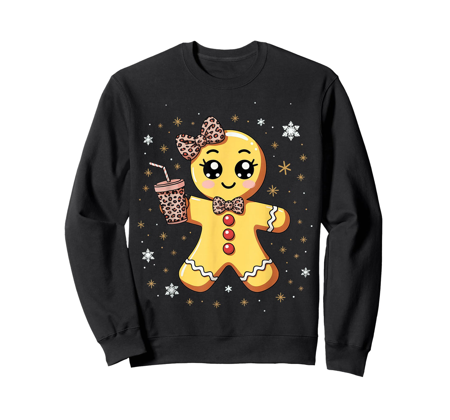 Cute Gingerbread Leopard Coquette Christmas T-Shirt