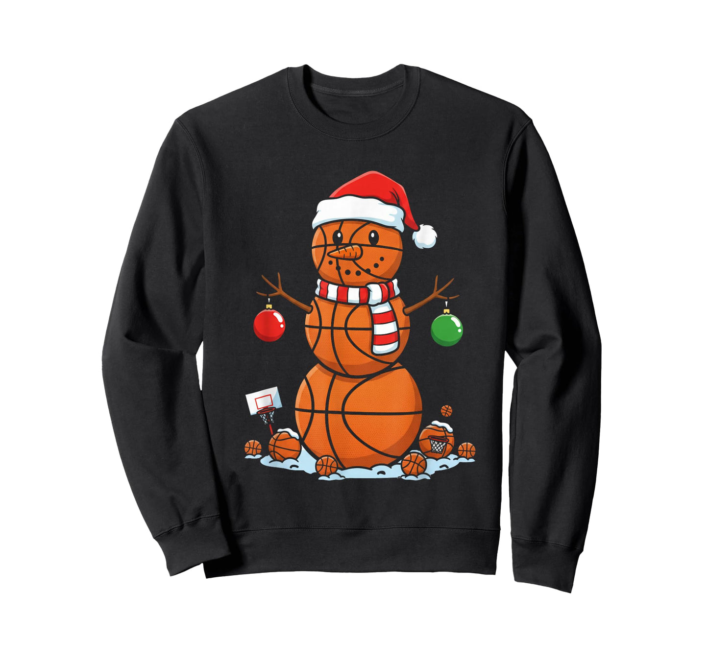 Christmas Basketball Snowman Player Santa Hat T-Shirt