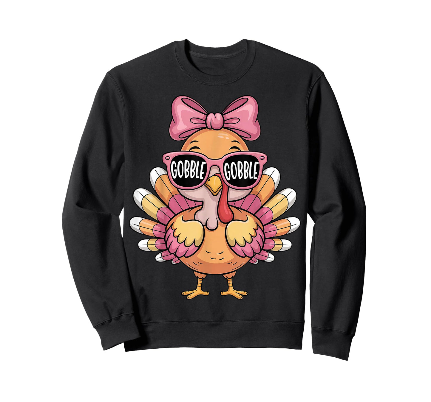Cute Turkey Thanksgiving Girls Toddler Kids Women Bow Turkey T-Shirt