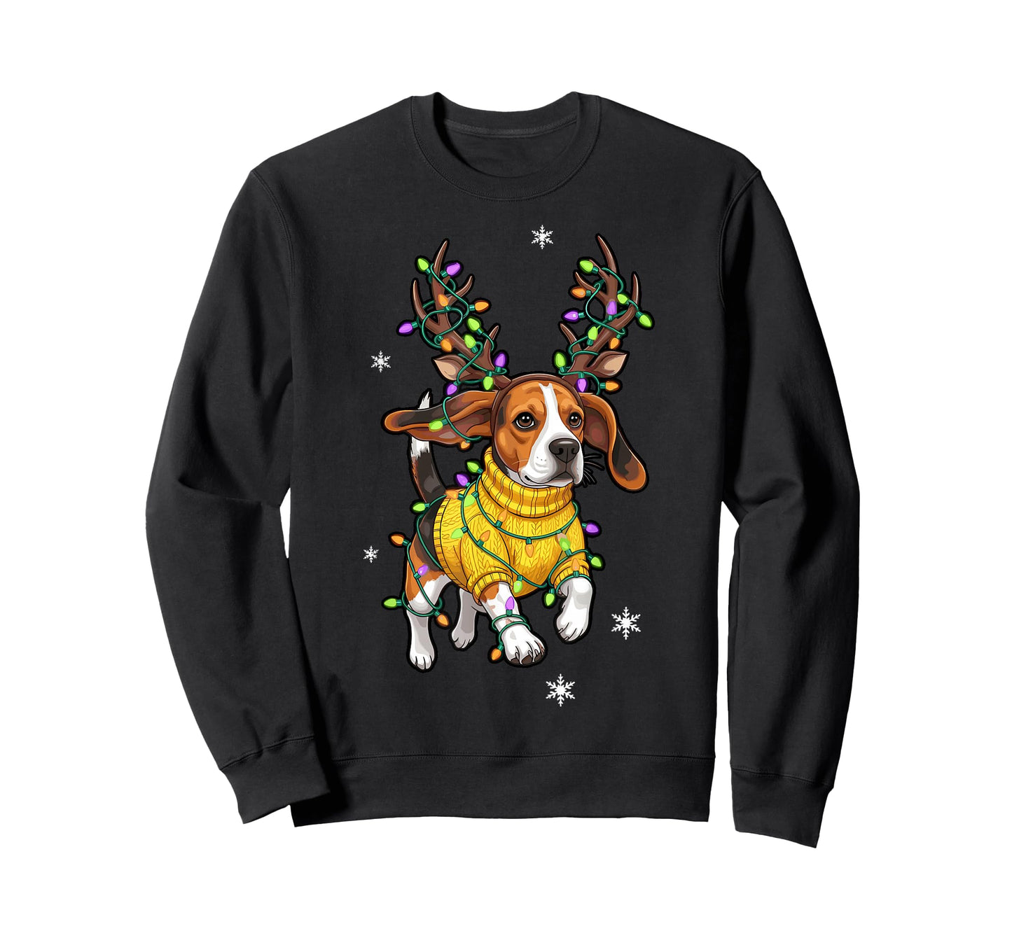 Dog Christmas Outfit, Beagle Reindeer Christmas Lights T-Shirt