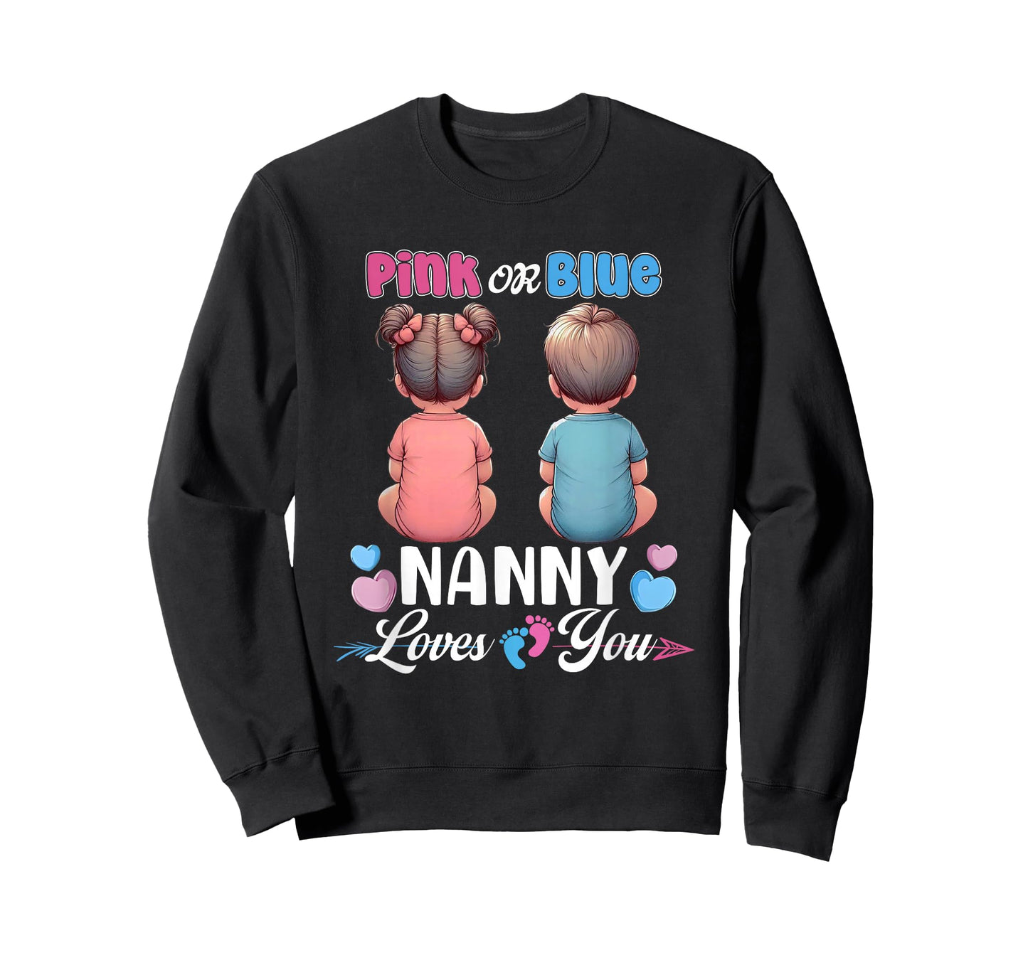 Pink Or Blue Nanny Loves You Baby Gender Reveal Party T-Shirt