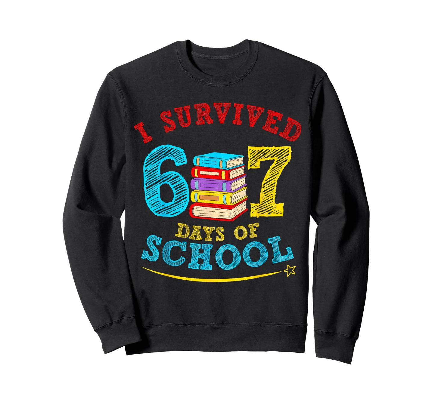 I Survived 67 Days of School Book Six Seven Students Teacher T-Shirt