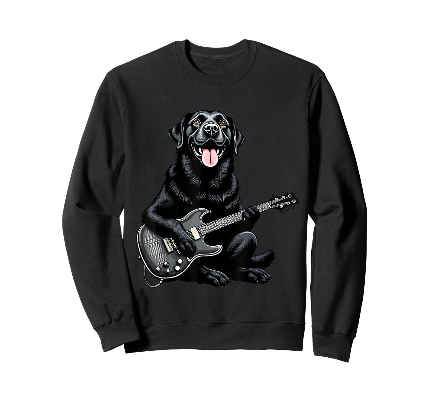 Funny Black Labrador Playing Electric Guitar Music Lovers T-Shirt