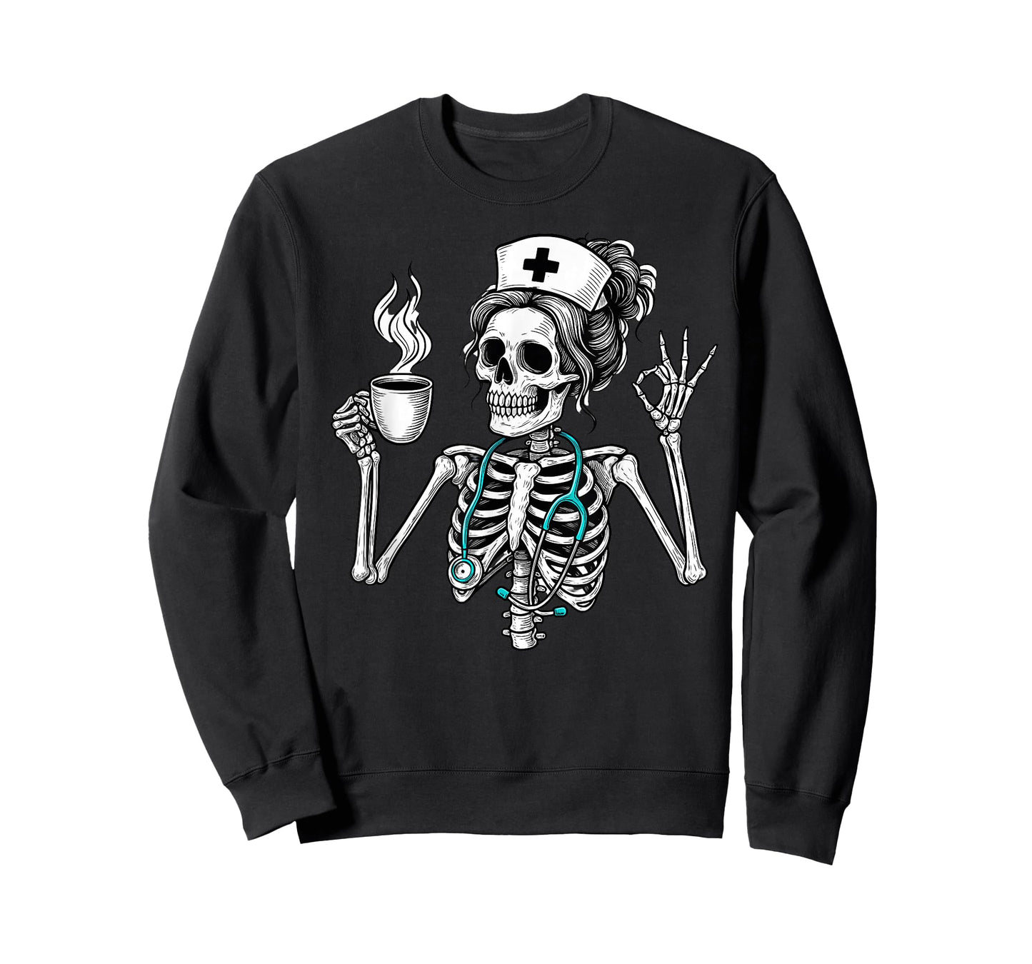 Funny Nurse Skeleton Halloween Healthcare Crew CNA Medical T-Shirt