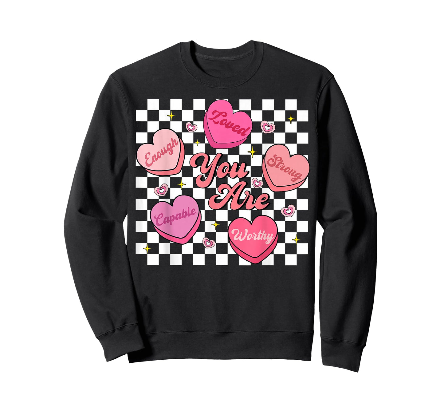 You are Enough Retro Hearts Valentine Men Women Kid T-Shirt